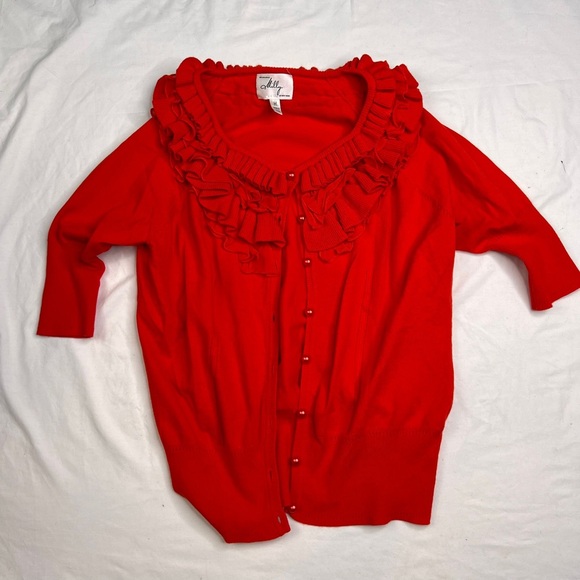Milly Of New York Women's Button Down Red Cardigan Size M A03 - Picture 1 of 6